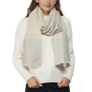 INC International Concepts Women's Plaid Colorblock Scarf Grey Beige‎ NWT